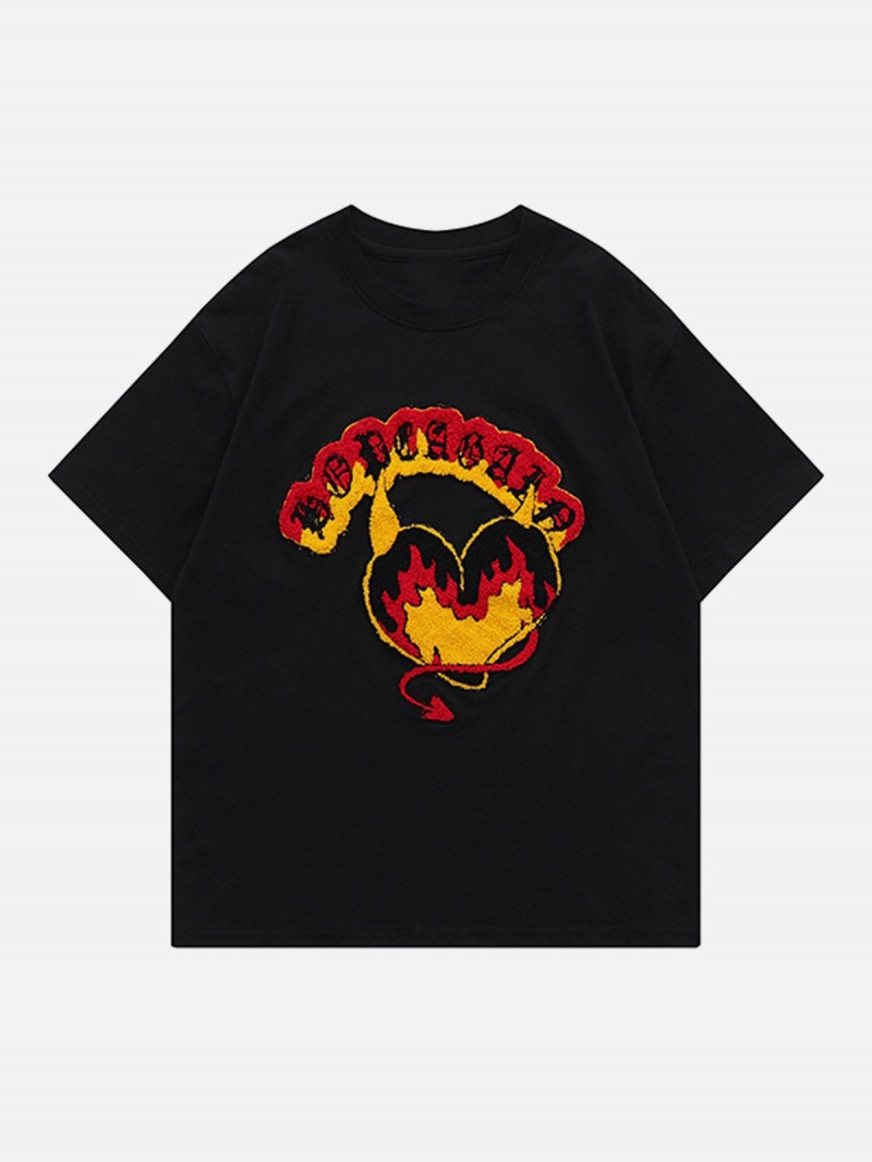 Blanche  T Shirts Aelfric Eden Devil Element Flame Elements Towel Embroidery Tee - BSY-5513174